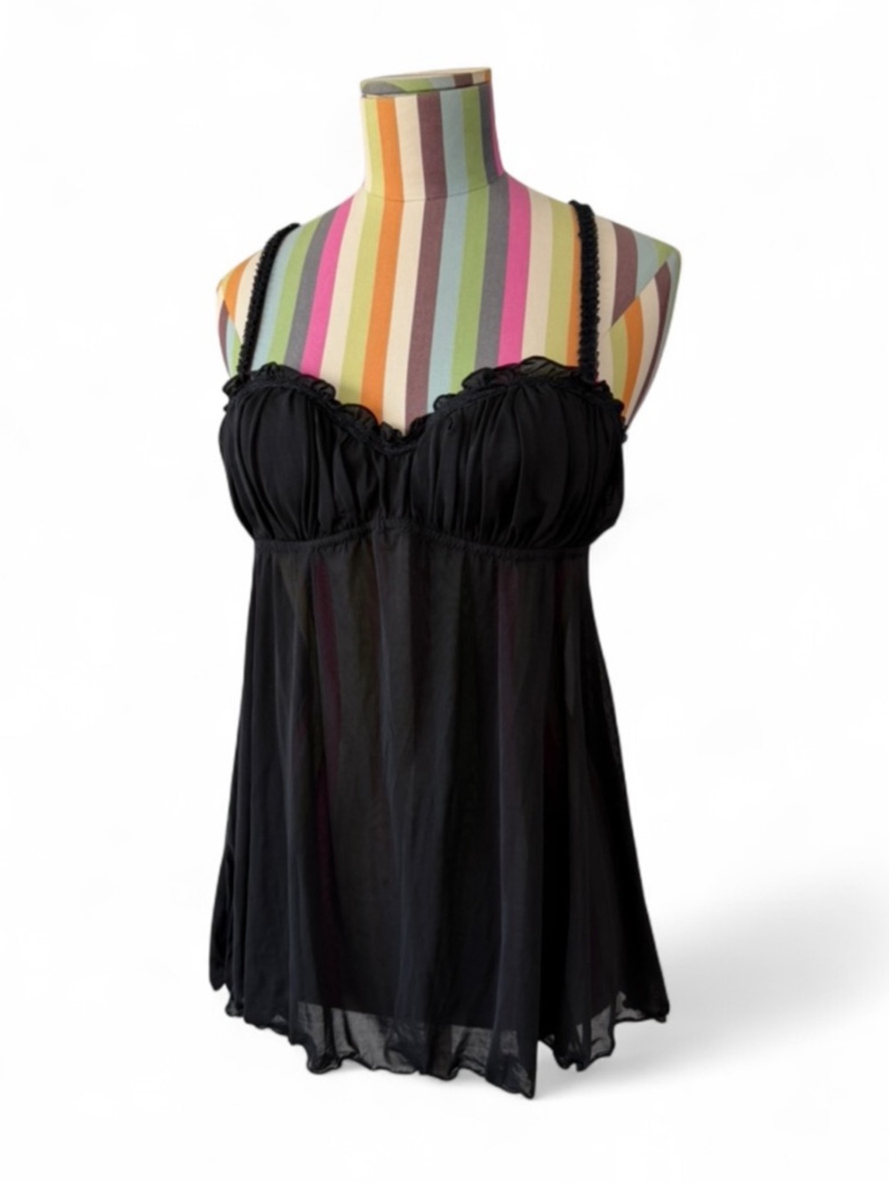Forever 21 Mesh Babydoll Lingerie Top Ruched Sheer Dainty